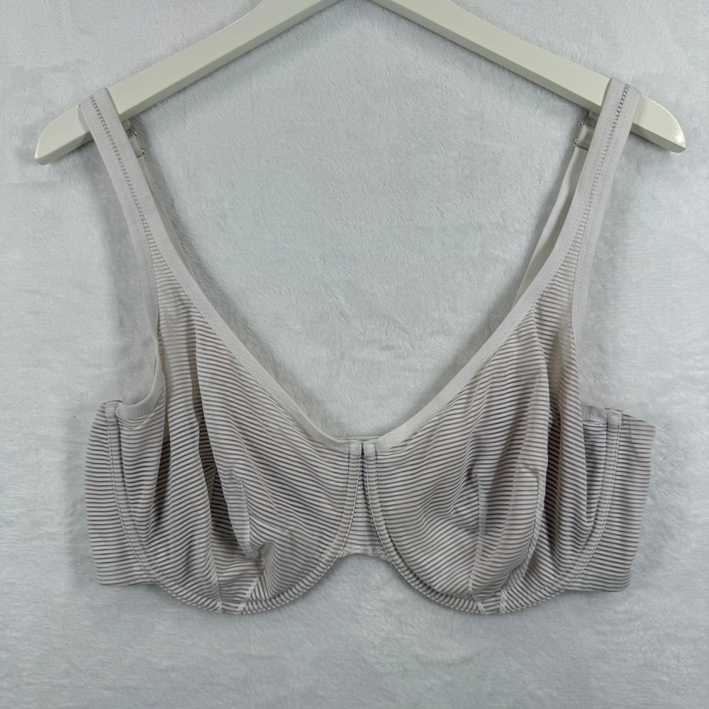 ThirdLove Unlined Shadow Stripe Scoop Bra 38F Beige